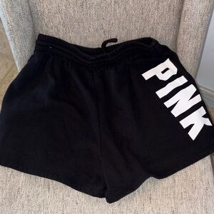 PINK Victoria's Secret Black Athletic Shorts with White Logo